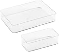 2Pcs Multi-function Household Storage Drawer Organizer Boxes Transparent PP Material Kitchen and Office Multi-compartment Storage Cases for Cosmetics Stationery and Items