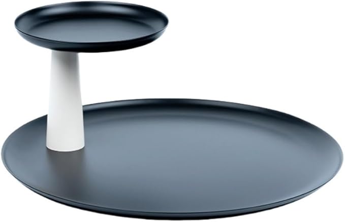 2-layer Storage Rack, Metal Desktop Stand, Metal Decorative Tray, Jewelry Display Stand, Round Organizer for Bedroom, Entryway, Bathroom(Black)