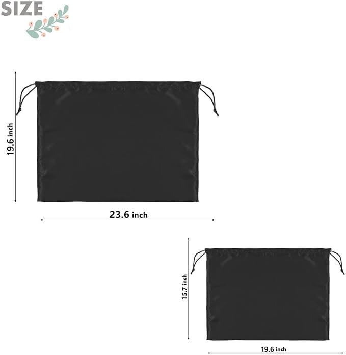 2 PCS Dust Cover Storage Bags Dust Bags for Handbags Large, Silk Drawstring Purse Storage Bag for Handbags Purses, Shoe Boots, Travel Organizer (Black + White, 19.6 * 15.7 in)