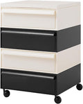 ELEFOCUS 5 Stackable Plastic Storage Bins, rotatable Storage cabinets and Drawers, Bedside Storage Units(Size:42x42x64cm(17x17x25inch),Color:G)