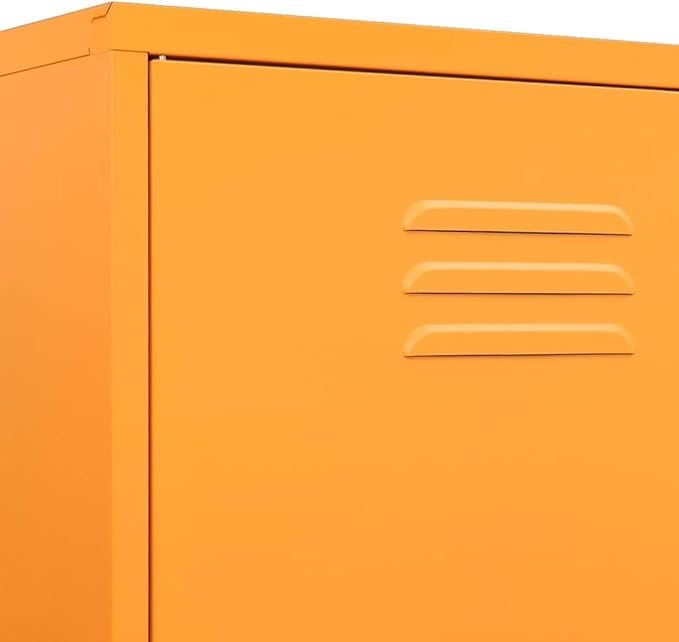 70.9" Tall Metal Wardrobe Cabinet, Steel Clothing Cabinet Storage Cabinets with 2 Doors, 4 Adjustable Shelves and Hanging Rod for Living Room, Bathroom, Garage 35.4"x19.7"x70.9" Mustard Yellow -AA