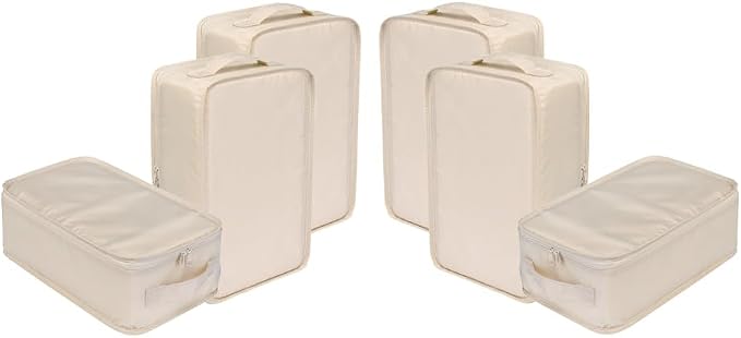 Travel Shoe Bags, Foldable Waterproof Shoe Pouches Organizer-Double Layer (6 Cream Shoe Bags)