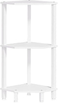 YUFAM 3-Tier Corner Shelf with Sturdy 5-Leg Base, Wooden Corner Bookshelf for Small Spaces, Small Corner Table for Living Room, Bedroom, Office, White