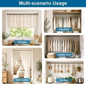 2Pcs Tension Curtain Rod, 31-76in Black No Drill Shower Curtain Rods | High Carbon Steel, 7/8inch Spring Rod Diameter, Adjustable Length for Bedroom, Doorway, Closet, Kitchen,Bathroom