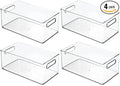 mDesign Deep Plastic Storage Organizer Container Bin, Closet Organization for Hallway, Bedroom, Linen, Coat, and Entryway - Holds Clothing, Blankets, Accessories, Toys, Ligne Collection, 4 Pack, Clear