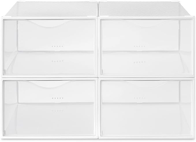 Whitmor Stackable Shoe Boxes - Set of 16 - White