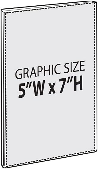 Azar Displays 122027 Self Adhesive Clear Acrylic Wall Sign Holder Frame 5" W x 7" H Portrait/Vertical, 10-Pack