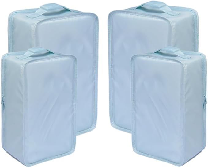 Travel Shoe Bags, Foldable Waterproof Shoe Pouches Organizer-Double Layer (2+2 Blue Shoebags)