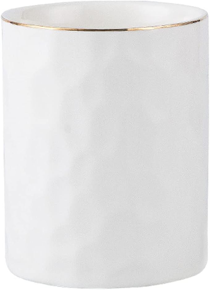 HANKOR Ceramic Pen Holder Cup Pencil Holder for Desk, Makeup Brush Holder Organizer for Office Home, White