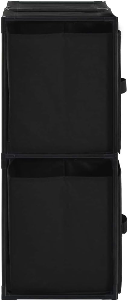 vidaXL Modern Black Storage Cabinet with 4 Fabric Baskets - 24.8"x11.8"x28" Steel Frame Sideboard - Portable and Versatile Home Décor