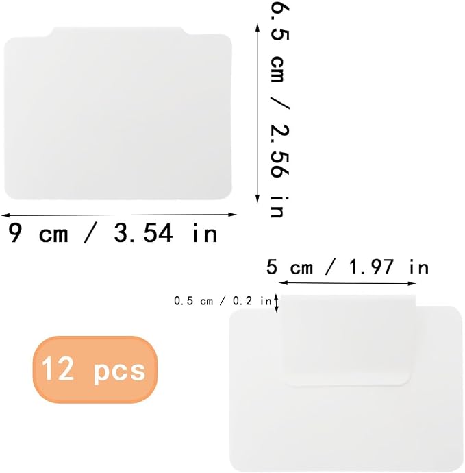 12 Pcs Removable Bin Labels Clip, Basket Labels Clips On Set, Plastic Basket Bin Label Clip on,Kitchen Clips Label Holder for Basket Pantry Organization Box（White