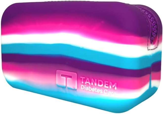 Sugar Medical Tandem Travel Case for t:Slim X2 & Mobi Pump Supplies, Silicone Diabetes Organizer with Compartments for Infusion Sets, Cartridges & Insulin Vial (Pink, Purple, Blue) | Silicone Organizer, Compact Design, Infusion Set Storage, Cartridge C...