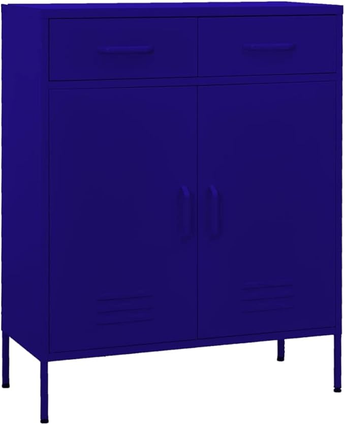 Navy Blue Steel Storage Cabinet with 79.3 Gallon Capacity, Adjustable Shelves and Sliding Doors for Home Office Organization, Modern Furniture for Living Room Storage