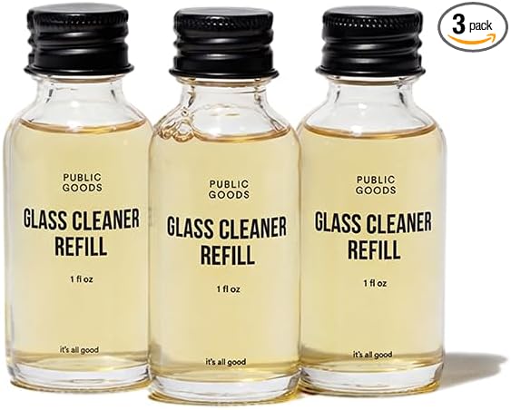 Public Goods Glass Cleaner Refill | Refill Concentrate for Windows, Mirrors, Glass Surfaces | Cruelty Free, Paraben Free, Vegan Friendly | 3 Pack - 24 Oz Diluted