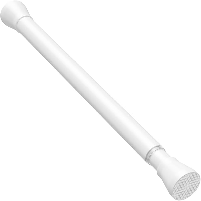 AIZESI White Tension Curtain Rod 16 to 26 Inch, 7/8” Diameter Adjustable Spring Curtain Rod Small Tension Rods, Short Curtain Rods for Window, Kitchen, Closet, Cupboard, Bookshelf DIY Projects