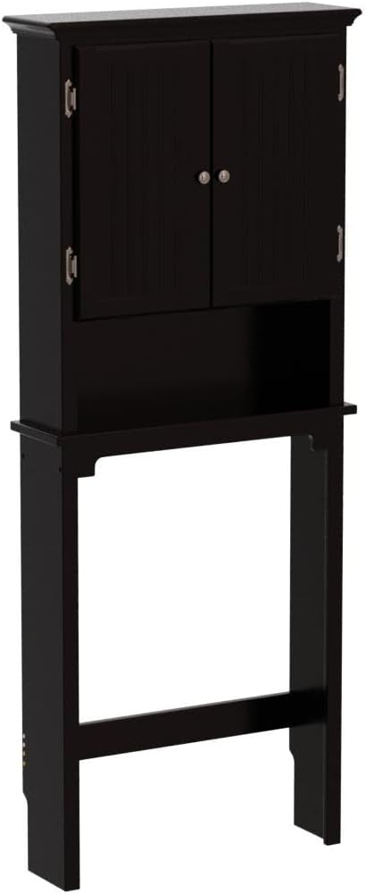 UTEX Above Toilet Storage Cabinet, Bathroom Organizer with Doors, Espresso | FSC-Certified MDF, Bathroom Space Saver with Adjustable Shelves, Beadboard Doors, Anti-Tip Bracket, Adjustable Bottom Rail