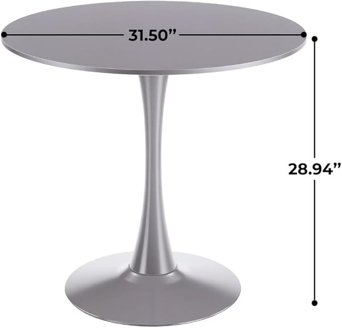31.5 Inch Round Coffee Table with Storage Grey Top Modern Lift Top Tulip Table for Living Room Mid Century Design Home Decor