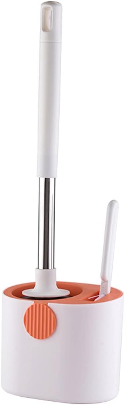 Toilet Brush and Holder Set, Wall-Mounted Floor-Standing Toilet Cleaning Tools with Base Home Cleaning Brush Bathroom Accessories (Color : Gray) (Orange)
