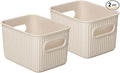Superio Eco-Friendly Decorative Plastic Basket Open Home Storage Bins Organizer Baskets, Small (2 Pack) Container Boxes for Organizing Closet Storage Bins for Shelves Drawer Shelf 1.5 Liter