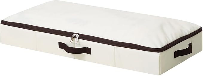 Low Profile Under Bed Storage Containers with Clear Label Holder | Foldable Sturdy Underbed Storage Boxes, Closet Organizers for Seasonal Clothes, Bedding, Shoes (Beige, 29.5*15*4")