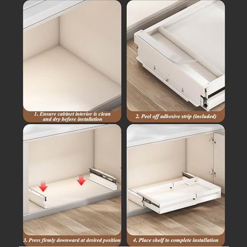 2 Pack Pull-Out Cabinet Organizer, Expandable Sliding Storage Basket Shelf, Multi-Purpose Slide-Out Stacking Solution for Kitchen, Pantry, Bathroom, Bedroom, Garage