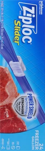 Ziploc Gallon Food Storage Freezer Slider Bags, Power Shield Technology for More Durability, 24 Count (Pack of 2)