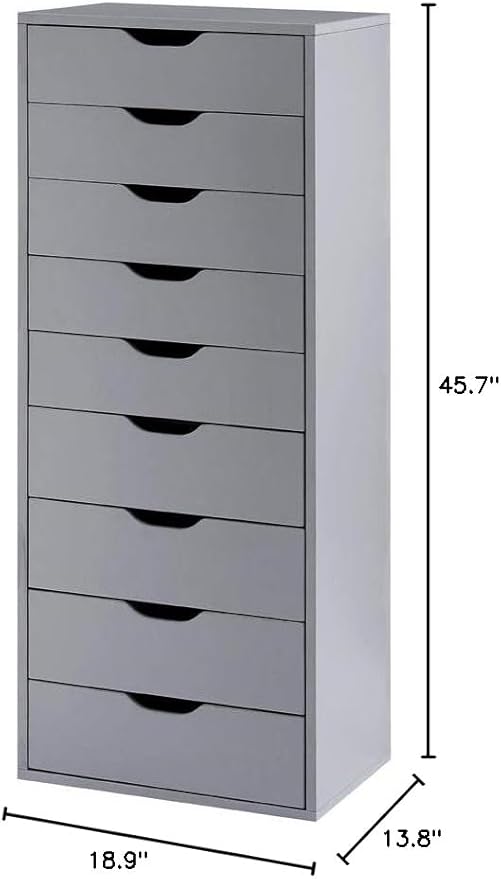 Slim Tall 9-Drawer File Cabinet for Small Offices – Narrow Office Storage Cabinet for Home Office, Modern Office File Cabinet Organizer for Cosmetics, Books.