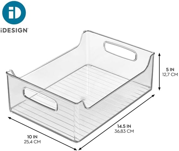 iDesign Stackable Clear Plastic Storage Bin, 4-Pack | Kitchen Organizers, For Fridge, For Cabinet, For Pantry