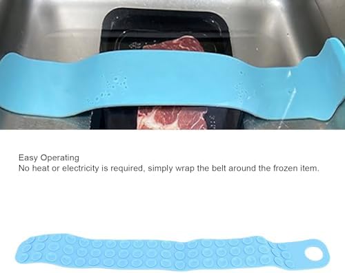 Silicone Thawing Belt for Frozen Meat, Seafood, Fish, Steak, Chicken, Fast Kitchen Defrosting Tool, Blue, Countertop and Sink Compatible