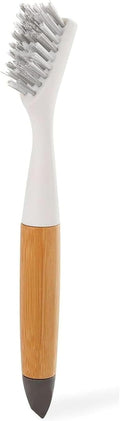 Full Circle Every-Crevice Detail Brush, Deep Cleaning Brush for Crevices, Shower, & Grout, Tough Bristles, Sustainable Bamboo Handle, White