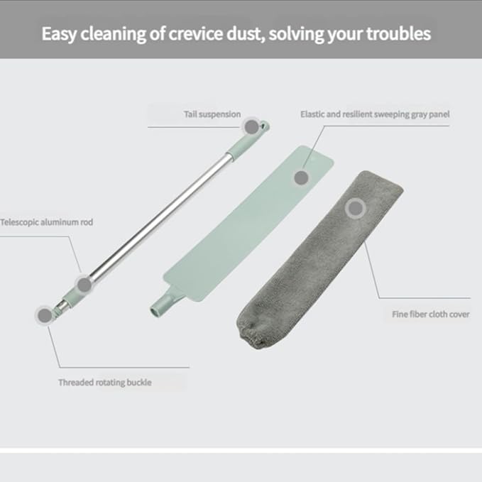 2025 New Retractable Gap Dust Cleaning Artifact with 3-Layer Hook 3 Microfiber Dusting Cloths Long Handle for Cleaning Under Refrigerator