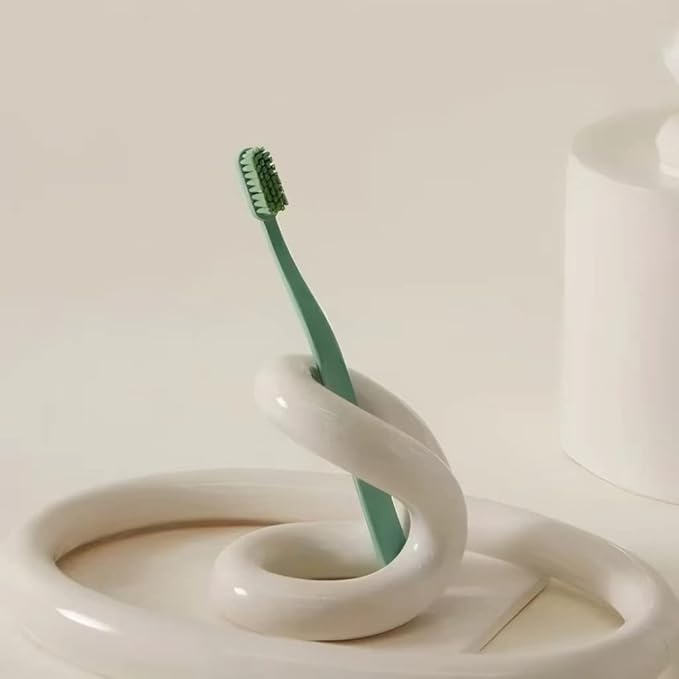 Handmade Ceramic Holder Stand for Toothbrushes, Makeup Brushes, and Pens - Minimalist Design for Bathroom Vanity and Countertops Decor (Milky White)