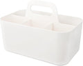 Stackable Storage Bins With Handles, Plastic Organiser Boxes For Desktop With Removable Divider, Multi Compartment Storage Trays For Makeup Art(White)