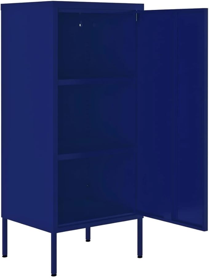 Steel Storage Cabinet with 2 Adjustable Shelves and Levelers, Sturdy Organizer for DVDs, Multimedia Appliances, Books, and Small Essential Items