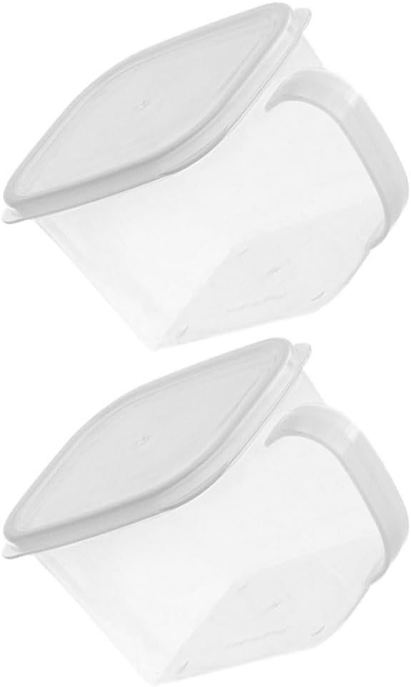 Cabilock 2-Pack Food Storage Containers with Handles Clear Plastic Fresh Box 5X5X5 Inches for Kitchen Organization Flour and Sugar Storage