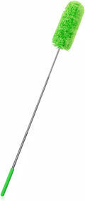 Tanlade 1 Pcs Microfiber Feather Duster for Cleaning, Extendable 13-31 Inch Ceiling Fan Duster with Bendable Head, Washable Tools for Ceiling Fans, Furniture, Car, Cobwebs (Green)
