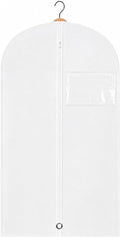 Kids Garment Bag with Clear Window, Hanging Clothes Storage Cover for Dresses, Suits & Dance Costumes, Breathable Travel Bag for Baby Toddler Child, 30" x 18", White, Pack of 1