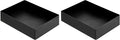 Amazon Basics Rectangular Plastic Desk Organizer with Storage Trays, Accessory Tray for Office Supplies and Pen Holder, 9.4 x 6.7 x 2 inch, Black (Pack of 2)