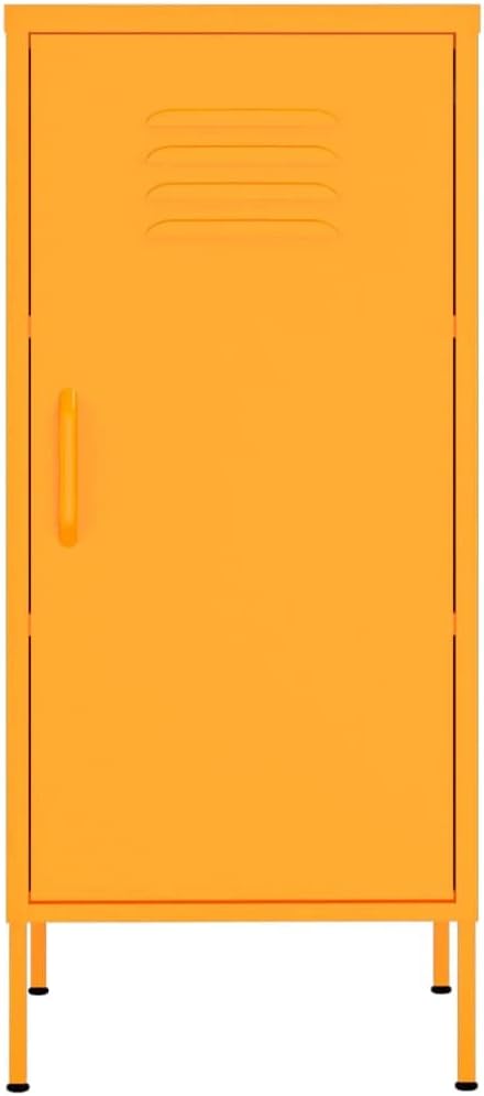 Modern Mustard Yellow Steel Storage Cabinet with Adjustable Shelves, Durable Medium Cabinet for Living Room or Bedroom, Spacious Three Compartment Organizer for Books