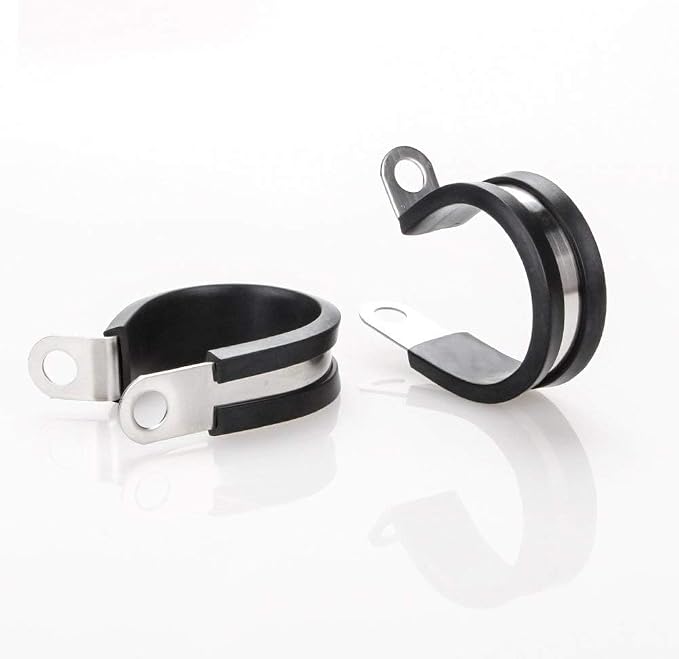 LOKMAN 20 Pack 1/2 Inch Stainless Steel Cable Clamp, Rubber Cushioned Insulated Clamp, Conduit Wire Holder Strap Clips for Tube, Pipe or Wire Cord Installation