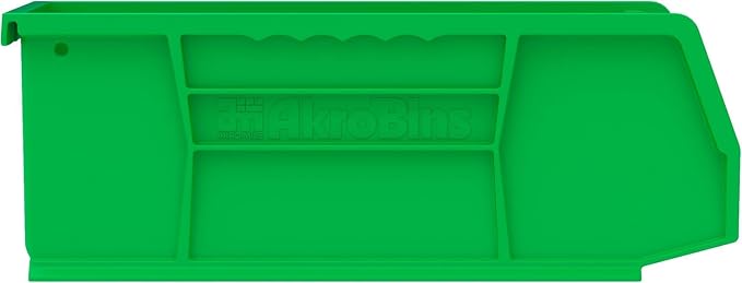 Akro-Mils 30224 AkroBins Plastic Storage Bins, Space-Saving Stackable Bins for Garage, Pantry, Craft Organization, 11" L x 4" W x 4" H, Green, 12-Pack