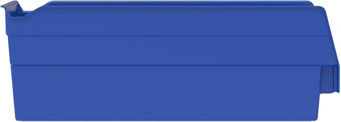 Akro-Mils 30120 Plastic Shelf Bins, Heavy Duty Storage Bins for Garage, Closet, and Drawer Organization, 12" x 4" x 4", Blue, 24-Pack