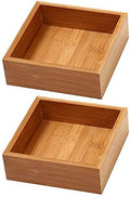 YBM Home Bamboo Drawer Organizer Box Multi-Use Storage for Junk Drawer, Office, Home, Kitchen, Bedroom, Children Room, Craft, Sewing, and Bathroom (2, 6x6x2 inch)