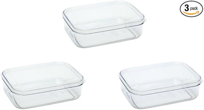 Lustroware Airtight Food Storage Container Set of 3, Micro Clear BPA Free Shatterproof Canister with Lid, Dishwasher Microwave Safe, Fridge Pantry Refrigerator Organizer, Made in Japan (1.0 qt, 32oz)