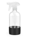 Rionisor Glass Spray Bottles with Silicone Sleeve Protection, Empty 16OZ Reusable Spray Bottles, Refillable Containers with Spray Nozzles for Cleaning Solutions, Plants and Essential Oils 1 Pack Black