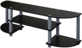 Furnifact Grey and Black TV Stand with Wide Design, Durable Composite Wood and PVC Tubes, Modern Entertainment Center for Living Room, Media Storage