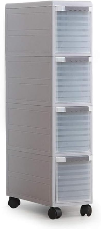 Storage Bins Sleeve Storage Cabinet, Narrow Cabinet Drawer Plastic Kitchen Locker Bathroom Bathroom Slot Rack(Grey,2 layers)