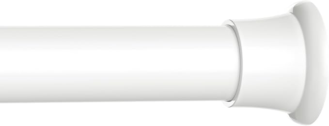 Spring Tension Rods 24-46 Inch, 1Pcs White Adjustable Tension Curtain Rod, Spring Curtain Rods No Drilling Spring Loaded Curtain Rods for Curtains, Closet, Kitchen, Doorway, 0.63Inch Diameter