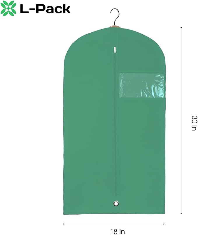 Kids Garment Bag for Hanging Clothes, Travel Garment Bag for Dresses, Dance Costumes & Suits, Breathable Clothes Cover for Baby Toddler Child, Green, 30" x 18"