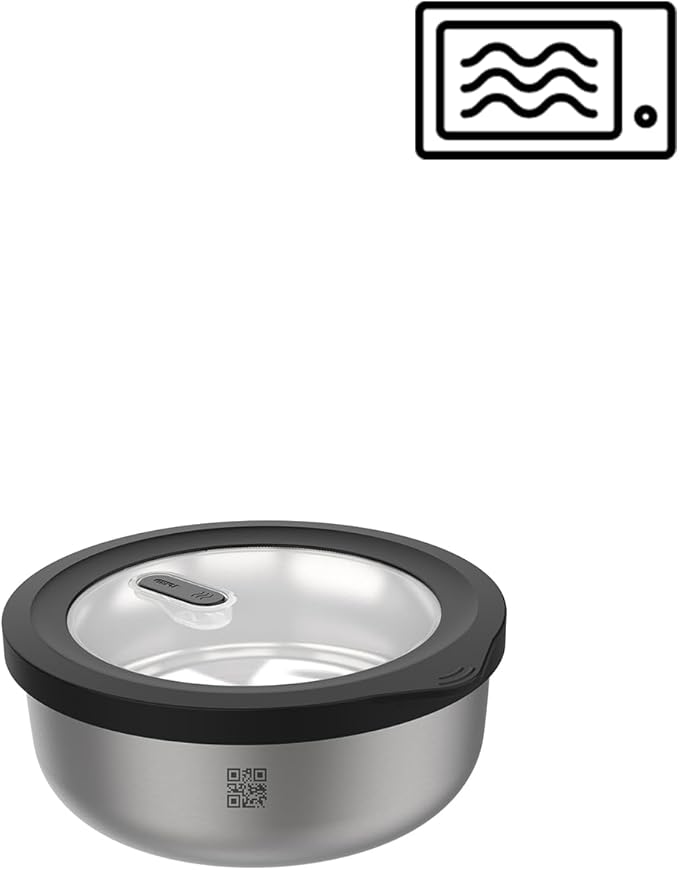 GEFU Provido Food Storage Containers with Lid, Set of 2, Stainless Steel, Round, 500 ml Volume, Microwave-Safe, Ideal as Meal Prep or Storage Box